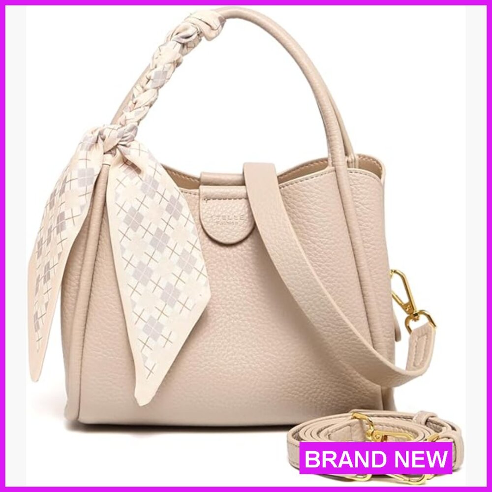 Bucket Bag With Detachable Scarf Adjustable Strap Top Handle Elegant Daily
